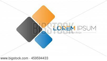 Multicolored Squares. Template For An Abstract Geometric Logo, Sticker, Emblem Or Label. Icon For We