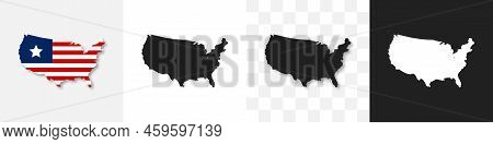 Usa Map On Different Background. Vector Illustration. Usa Icons. Amirican Map. Us Symbol.