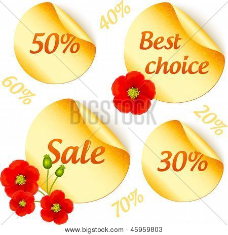 Vektor golden Sale Aufkleber isoliert set