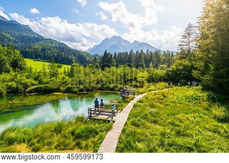 Zelenci Nature Reserve - Blue Natural Lake And Source Of The Sava Dolinka River Near Kranjska Gora, 