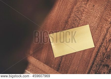 Business Card On Wood Solid Wood Or Natural Wood Is Parota