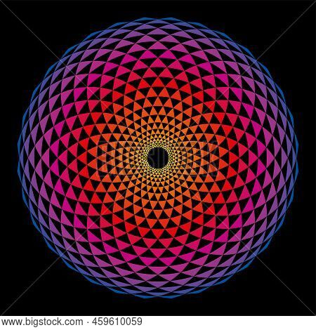 Colorful Sphere Shaped Fibonacci Pattern. Arcs Arranged In Spiral Form, Crossed By Circles, Creating