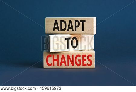Adapt To Changes Symbol. Concept Words Adapt To Changes On Wooden Blocks. Beautiful Grey Table Grey 
