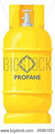 Propane Tank Icon. Cartoon Compressed Gas Storage Isolated On White Background