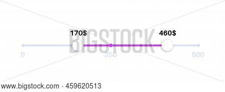 Price Range Scrollbar In Web Form, Online Application. Filter Slider On Website, 3d User Interface E