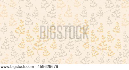 Vector Light Caramel Colours Plants Twigs Ditsy Modern Gender Neutral Pattern Background. Great For 