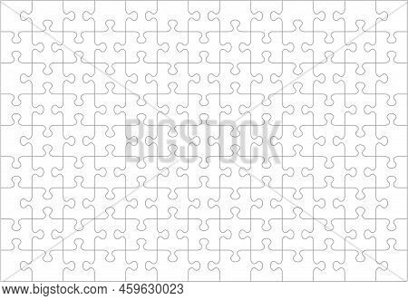Jigsaw Puzzle Blank Template Or Cutting Guidelines Of 117 Transparent Pieces. Classic Style Pieces A