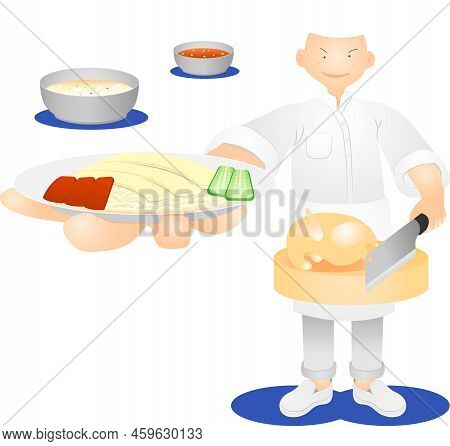 A White Hair Man Chef Standing And Showing The Delicious Yummy Palatable Luscious Dainty Toothsome D