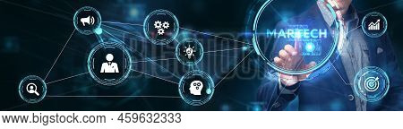 Martech Marketing Technology Concept On Virtual Screen Interface. Business, Technology, Internet And
