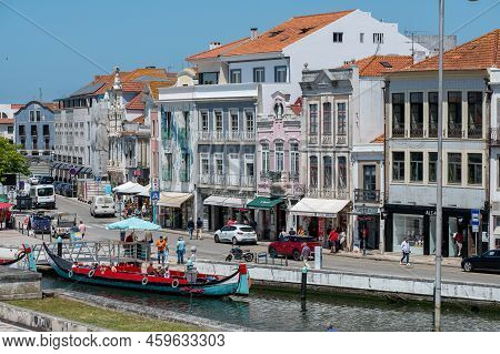 Aveiro, Portugal. 2022 May 12 . Traditional Boats In The Canal Of Aveiro, Portugal. The Colorful Mol