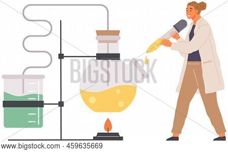 Scientist Makes Laboratory Analysis With Equipment. Chemist Conducting Scientific Experiment, Chemic