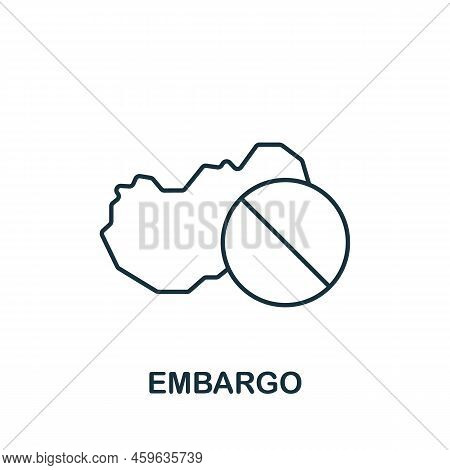 Embargo Icon. Monochrome Simple Line Economic Crisis Icon For Templates, Web Design And Infographics
