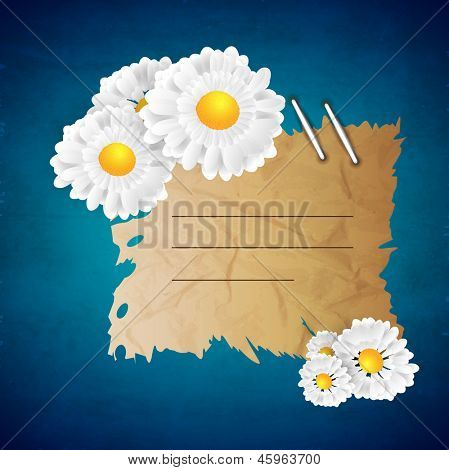 Fleurs décoré note vide pour votre message à l'occasion de la fête des pères heureux.