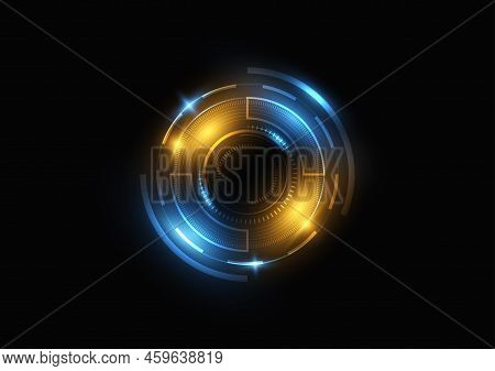 Ring Technology Neon Light Futuristic Background. Circle Light Vector. Circle Light Image. Circle Li