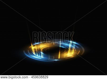 Ring Technology Neon Light Futuristic Background. Circle Light Vector. Circle Light Image. Circle Li