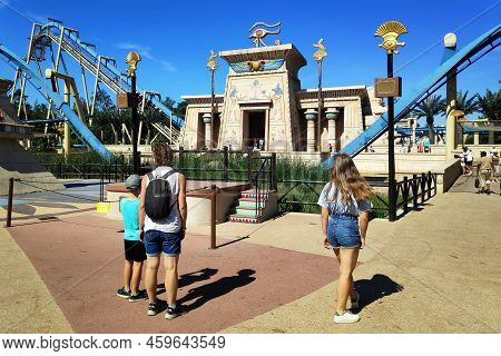 Plailly, France - August 10 2022: Oziris Is A Steel Inverted Roller Coaster Located In Parc Astérix,