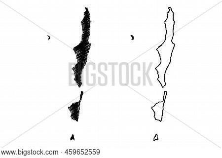 Bazaruto Archipelago (republic Of Mozambique, Indian Ocean) Map Vector Illustration, Scribble Sketch