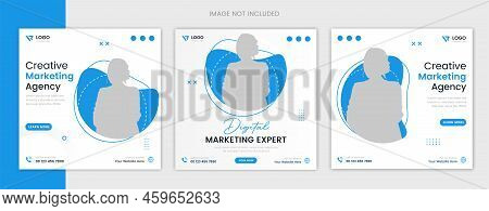 Blue Corporate Social Media Post Design Template, Creative Square Business Website Post Layout Vecto