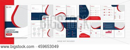 Red Corporate Brochure Design Template, Creative Shape Business Brochure Layout For Print Vector