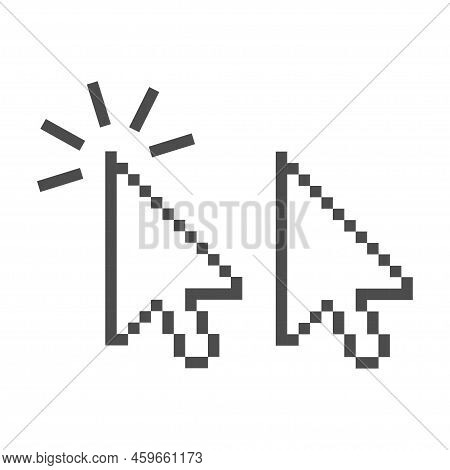 Pixelated Arrow Pointer Clicking Effect, Vector Illustration