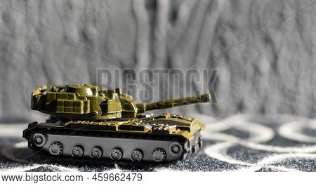 Toy Tank With Camouflage Color. Military Vehicles Toy. Simple Cheap Toys For Children, Warfare, Warz
