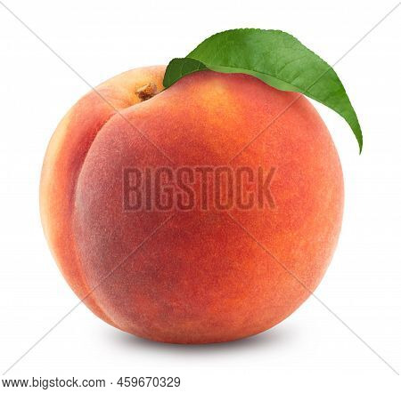 Peaches Isolated. Collection Of Ripe Peaches On A White Background. Set Of Peaches, Fruits.