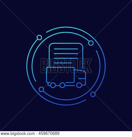 Transport Document Or Cmr Line Icon, Vector