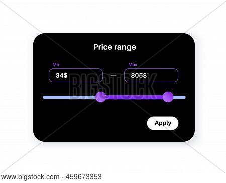 Price Range Scrollbar In Web Form, Online Application. Filter Slider On Website, Flat User Interface