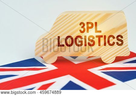 The Concept Of Cargo Transportation And Logistics. On The Flag Of Great Britain There Is A Truck Wit
