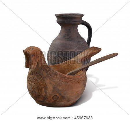 Kruik en Scoop op witte achtergrond