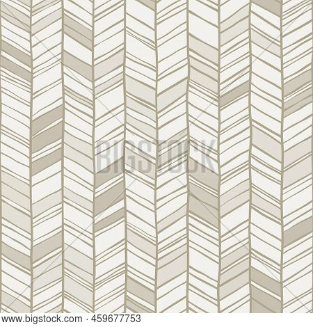 Doodle Chevron Seamless Pattern. Vector Hand Drawn Striped Background With Herringbone Scribble Line