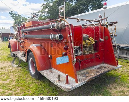 Danvers, Ma, Usa - Jul. 30, 2022: Antique Chelsea Fire Department Mark Fire Truck In Connors Farm In