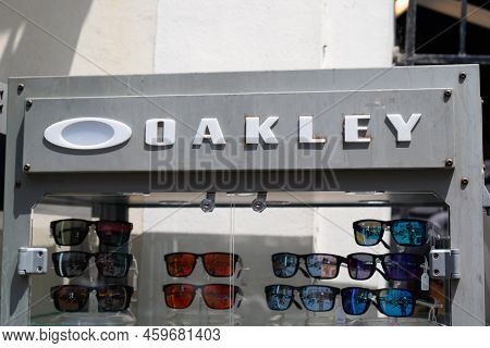Bordeaux , Aquitaine  France - 08 08 2022 : Oakley Shop Brand Logo And Sign Text In Windows Optical 