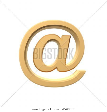 Guld E-mail tegn isoleret på hvid.