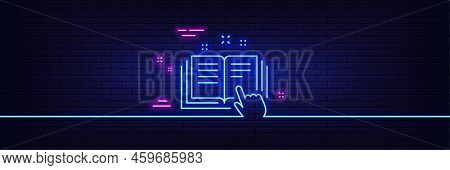 Neon Light Glow Effect. Technical Documentation Line Icon. Instruction Sign. 3d Line Neon Glow Icon.