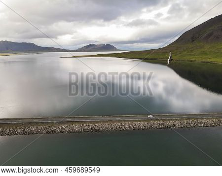Drone View At A Bridge On Snaefellsnes Penisola In Iceland