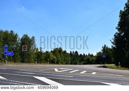 Autobahn Entry In A Rural Region Of Germany