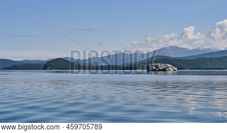Chivyrkuisky Bay Of Lake Baikal. White Stone Island, Belyy Kamen. Zabaikalsky National Park, Buryati