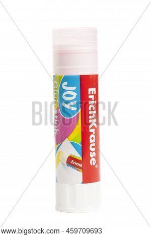Moscow, Russia, August 12, 2022: Erich Krause Glue Stick, Isolated On White Background