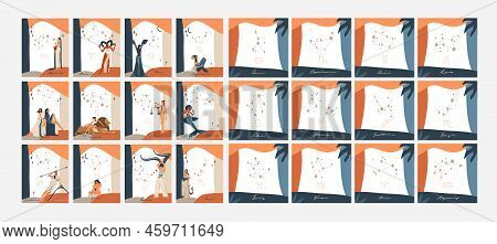Hand Drawn Vector Abstract Stock Graphic Simple Illustration Collection Cards Set Art With Modern Ma