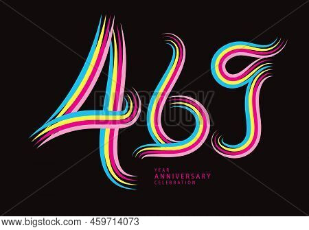 469 Number Design Vector, Graphic T Shirt, 469 Years Anniversary Celebration Logotype Colorful Line,