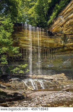 Big Clifty Falls, A Beautiful Waterfall In Clifty Falls State Park By Madison, Indiana, Plunges Over