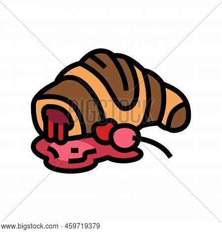 Cherry Pastry Color Icon Vector. Cherry Pastry Sign. Isolated Symbol Illustration