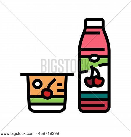 Cherry Yogurt Color Icon Vector. Cherry Yogurt Sign. Isolated Symbol Illustration