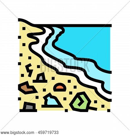 Beach Plastic Waste Color Icon Vector. Beach Plastic Waste Sign. Isolated Symbol Illustration