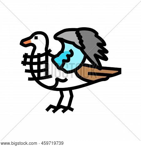 Plastic Waste Bird Color Icon Vector. Plastic Waste Bird Sign. Isolated Symbol Illustration