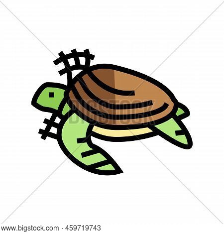 Turtle In Plastic Net Color Icon Vector. Turtle In Plastic Net Sign. Isolated Symbol Illustration