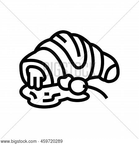 Cherry Pastry Line Icon Vector. Cherry Pastry Sign. Isolated Contour Symbol Black Illustration