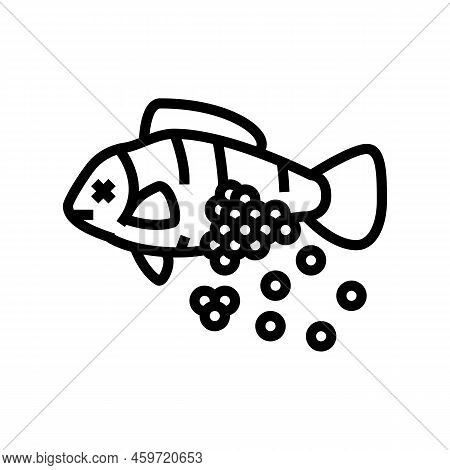 Plastic Microbeads In Fish Line Icon Vector. Plastic Microbeads In Fish Sign. Isolated Contour Symbo