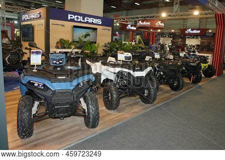 Istanbul, Turkey - April 23, 2022: Polaris Utv On Display At Motobike Expo In Istanbul Exhibition Ce